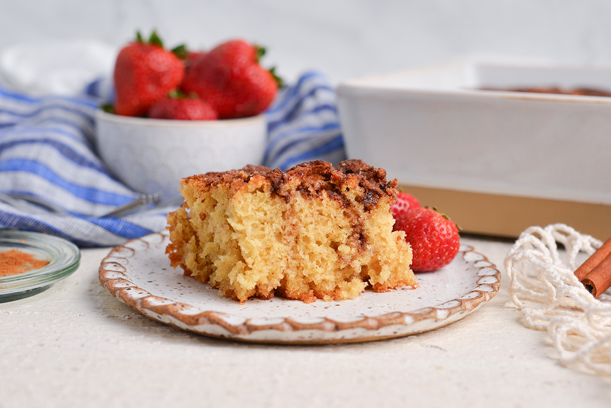 straight on shot of cinnamon sugar biscuit on plate