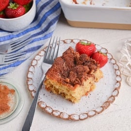 angled shot of cinnamon sugar biscuit on plate