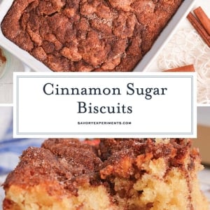 collage of cinnamon sugar biscuits for pinterest