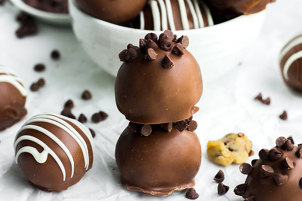 stack of two chocolate covered balls