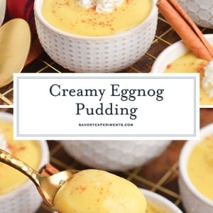collage of eggnog pudding for pinterest