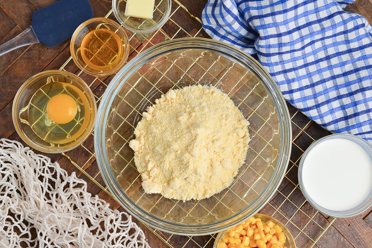 overhead shot of instant pot cornbread ingredients