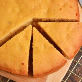 overhead shot of sliced instant pot cornbread