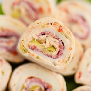 angled close up shot of italian pinwheel