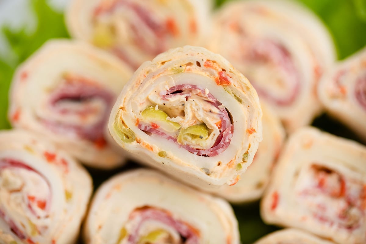 angled close up shot of italian pinwheel