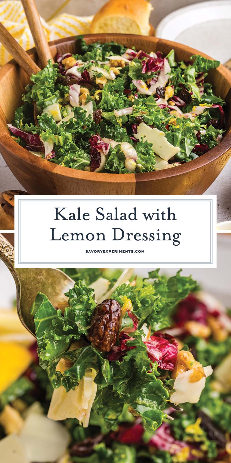 collage of kale salad for pinterest