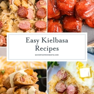 collage of kielbasa recipes