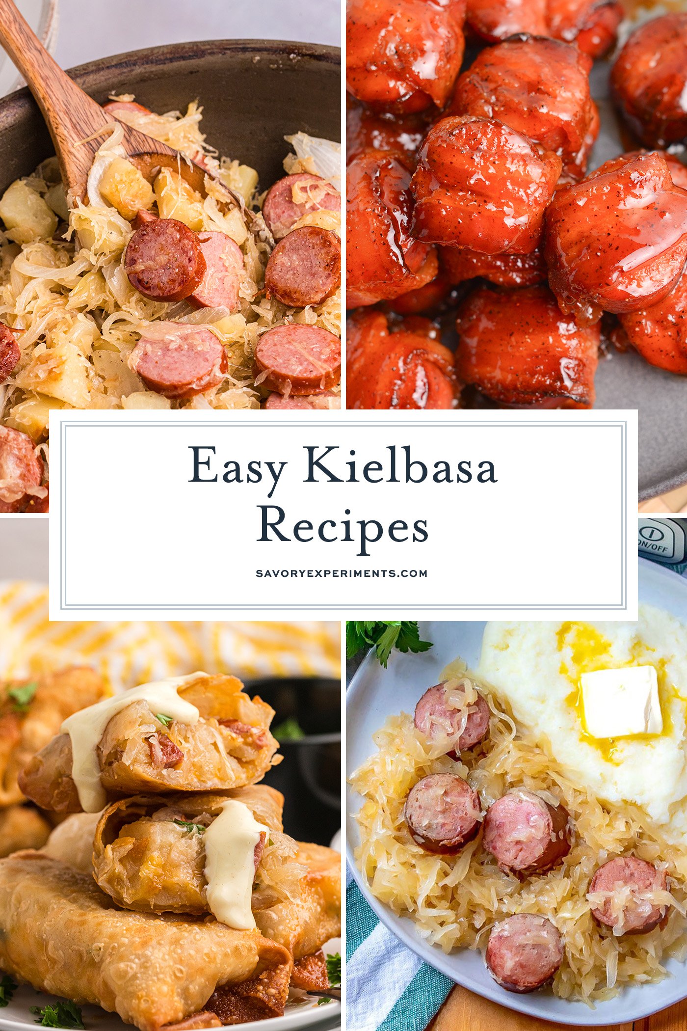 collage of kielbasa recipes