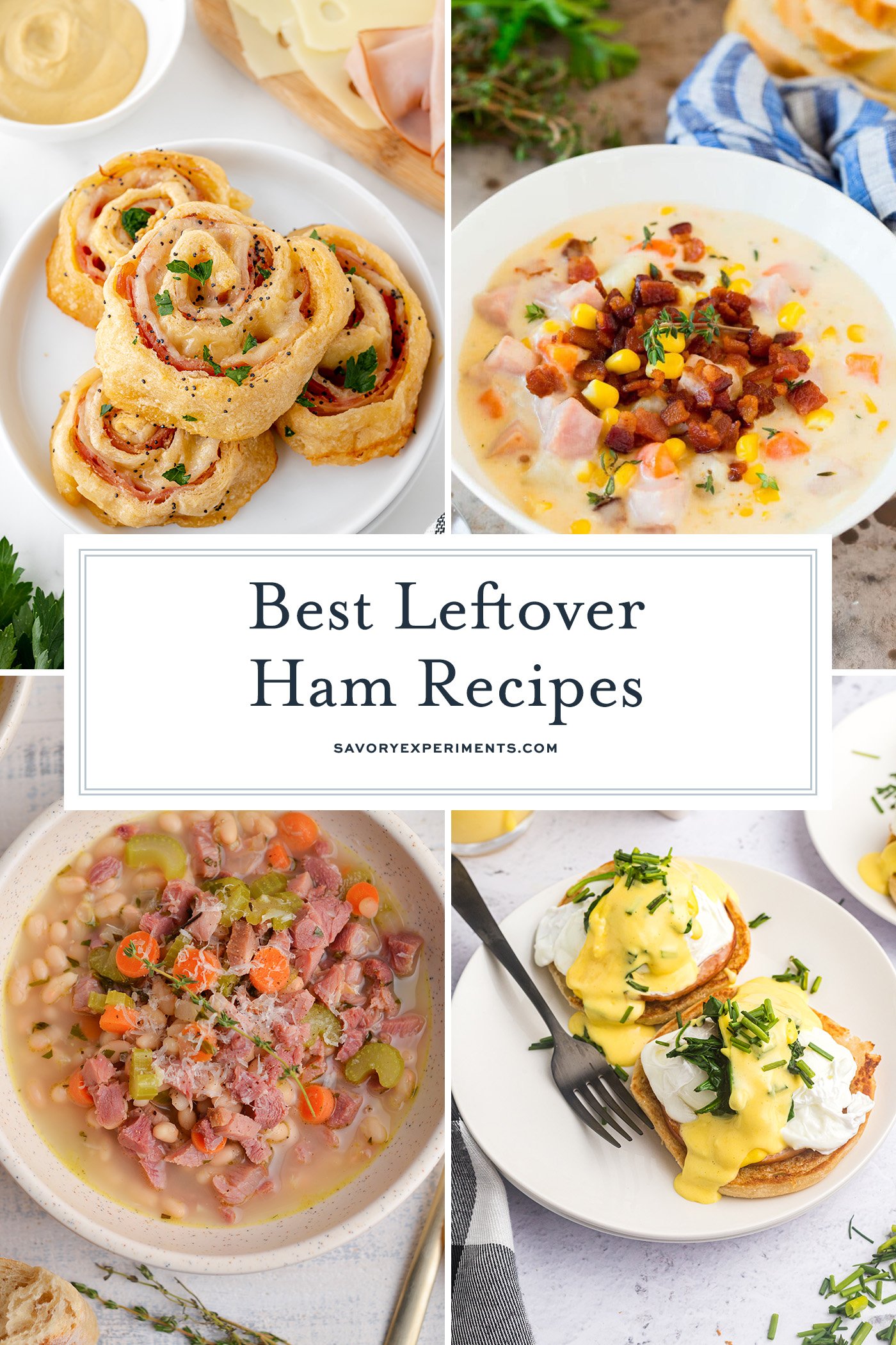 collage of leftover ham recipes
