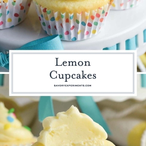 collage of lemon cupcakes with a text overlay