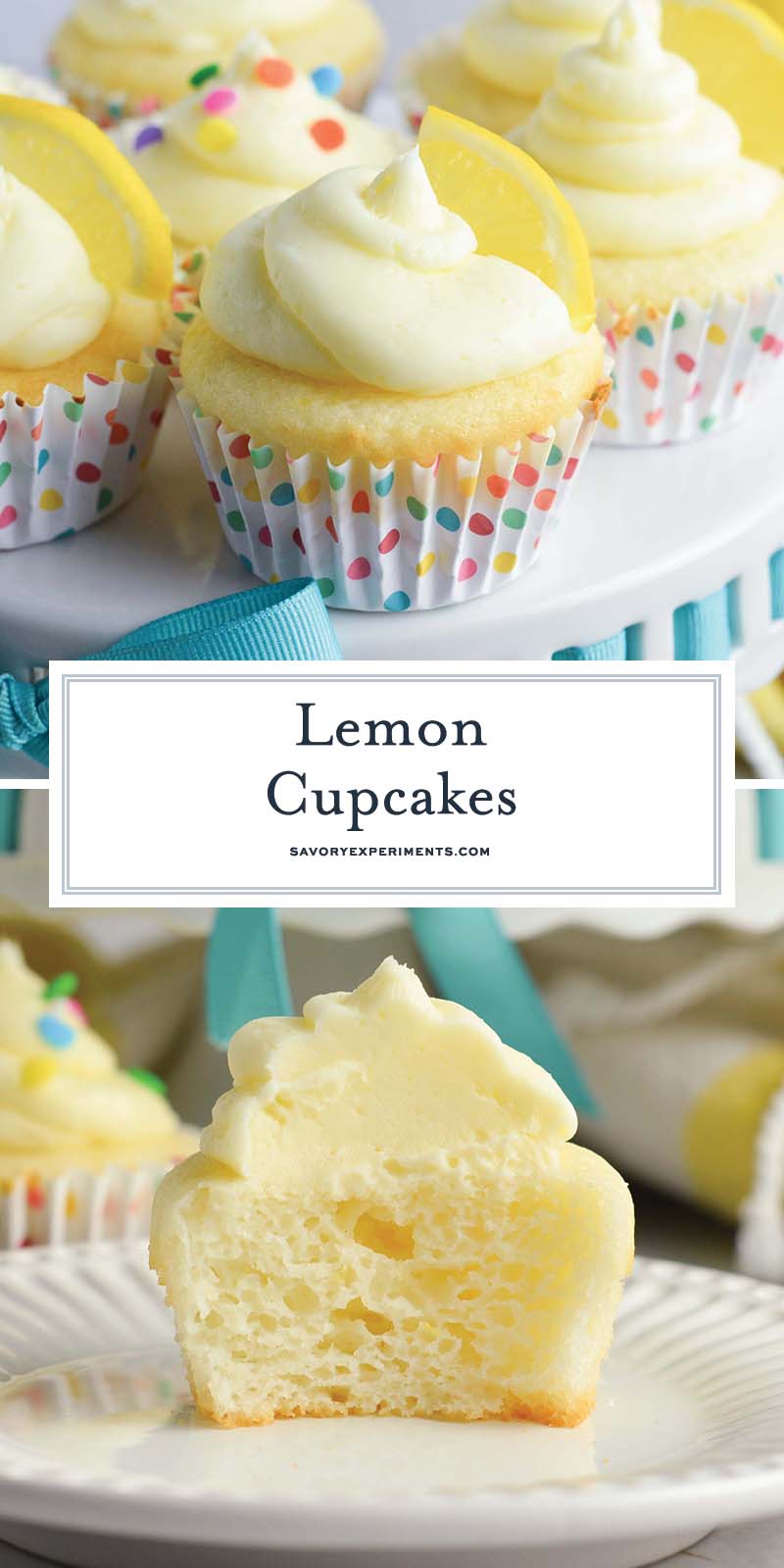 collage of lemon cupcakes with a text overlay