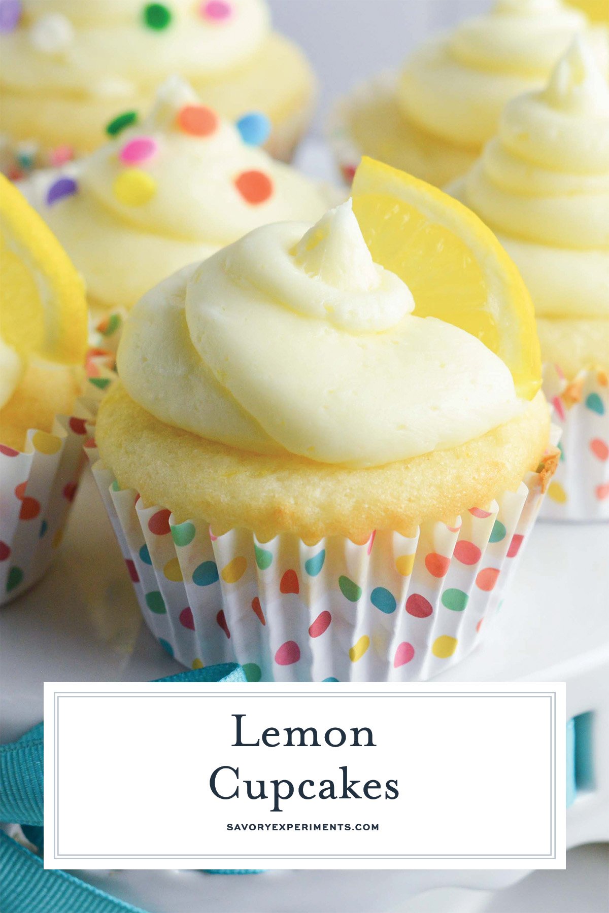 close up of lemon cupcake with a lemon slice