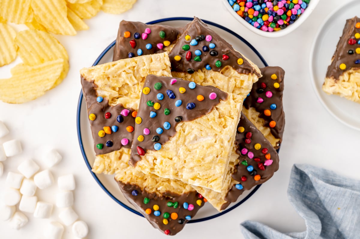 desert plate of potato chip marshmallow bars