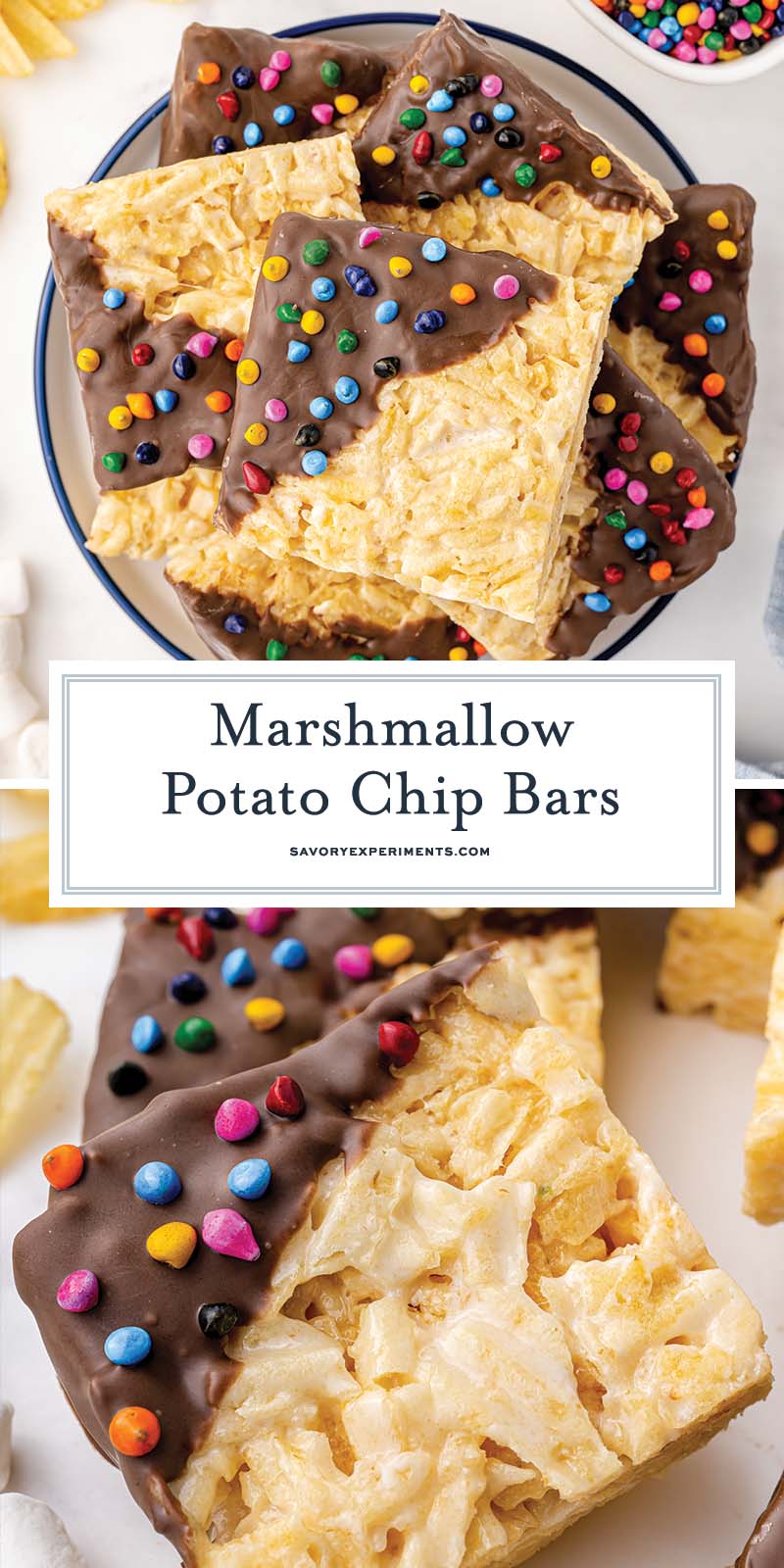 collage of potato chip marshmallow bar for pinterest