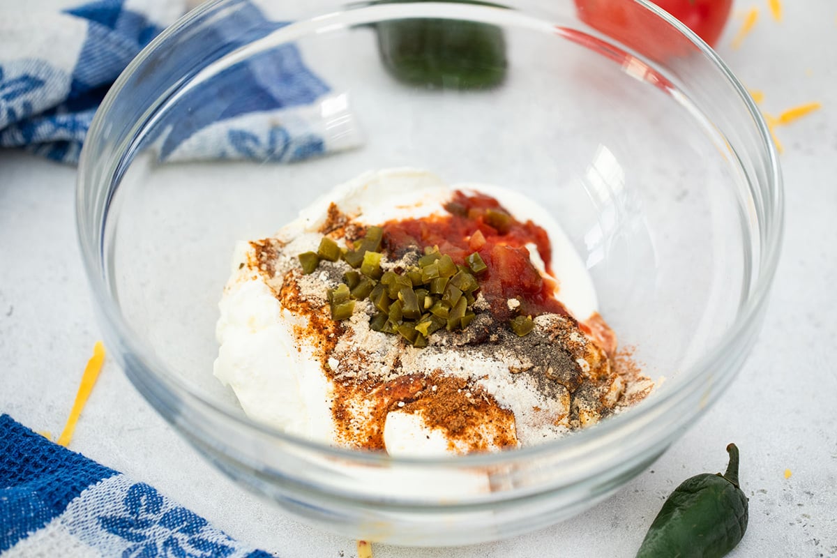 cream cheese spread ingredients in a bowl