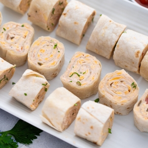 overhead shot of tray of mexican pinwheels