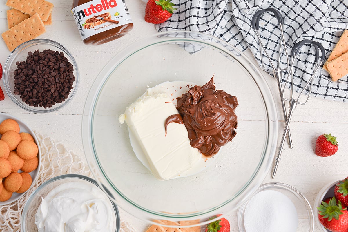 cream cheese and nutella in bowl