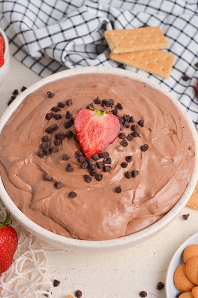 angled shot of bowl of nutella dip