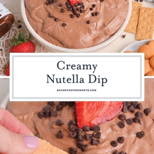 collage of creamy nutella dip for pinterest