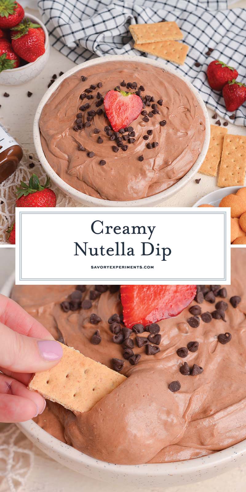 collage of creamy nutella dip for pinterest