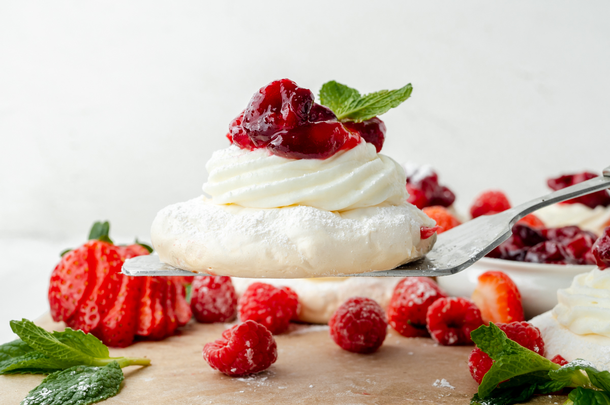 straight on shot of meringue on spatula