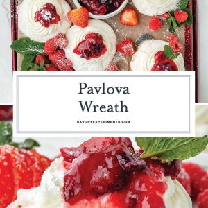 collage of pavlova wreath for Pinterest