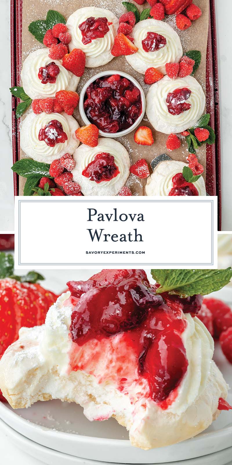 collage of pavlova wreath for Pinterest