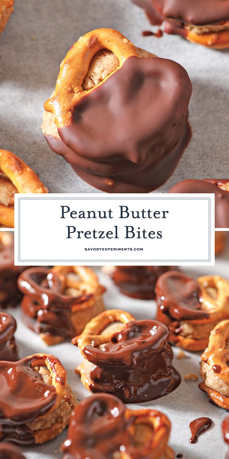 collage of peanut butter pretzel bites for pinterest