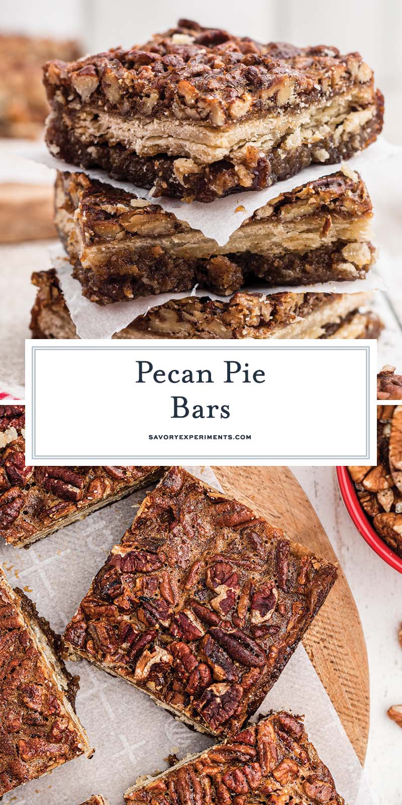 collage of pecan pie bars for pinterest