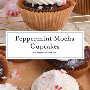 collage of peppermint mocha cupcakes