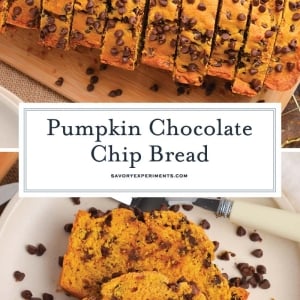 collage of pumpkin chocolate chip bread for pinterest