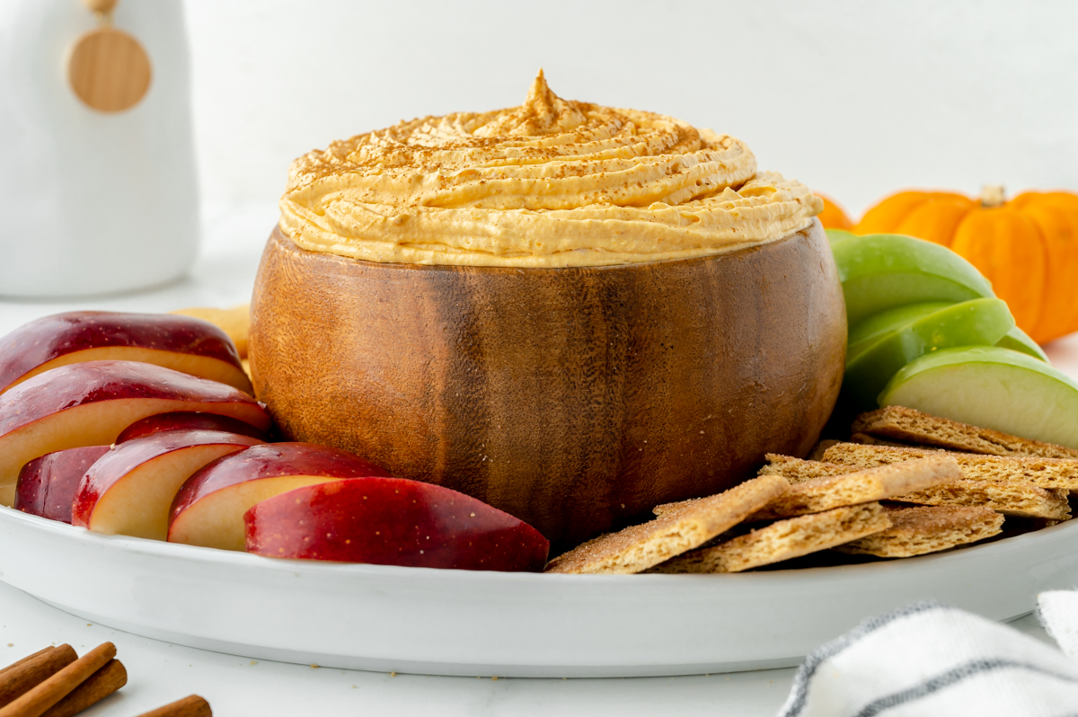 straight on shot of pumpkin fluff in a bowl