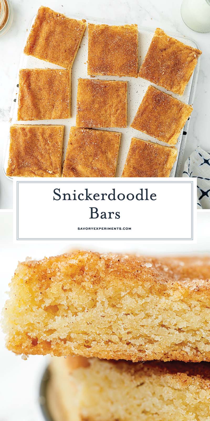 collage of snickerdoodle bars for pinterest