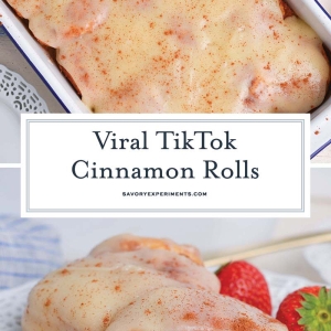 collage of tiktok cinnamon rolls for pinterest