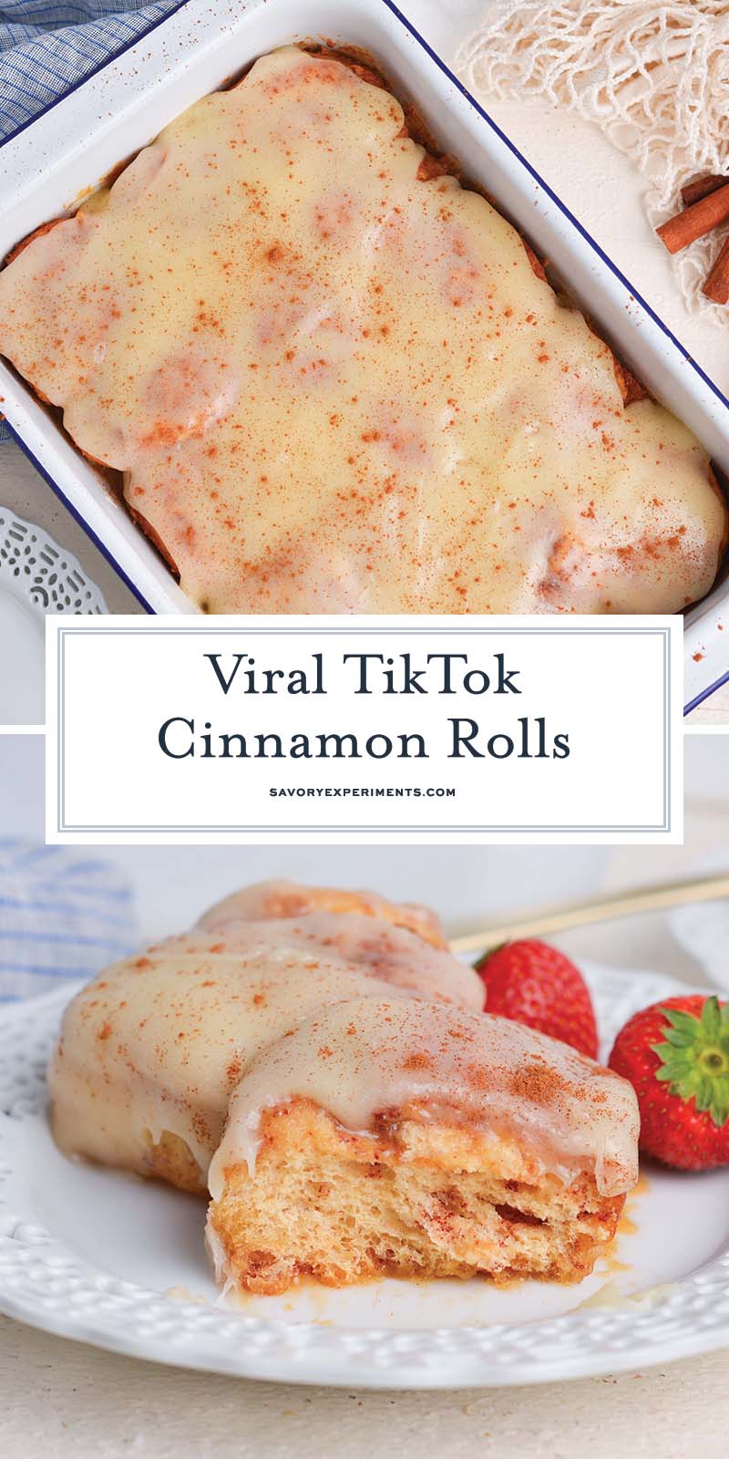 collage of tiktok cinnamon rolls for pinterest