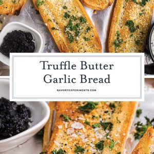 collage of truffle garlic bread for pinterest