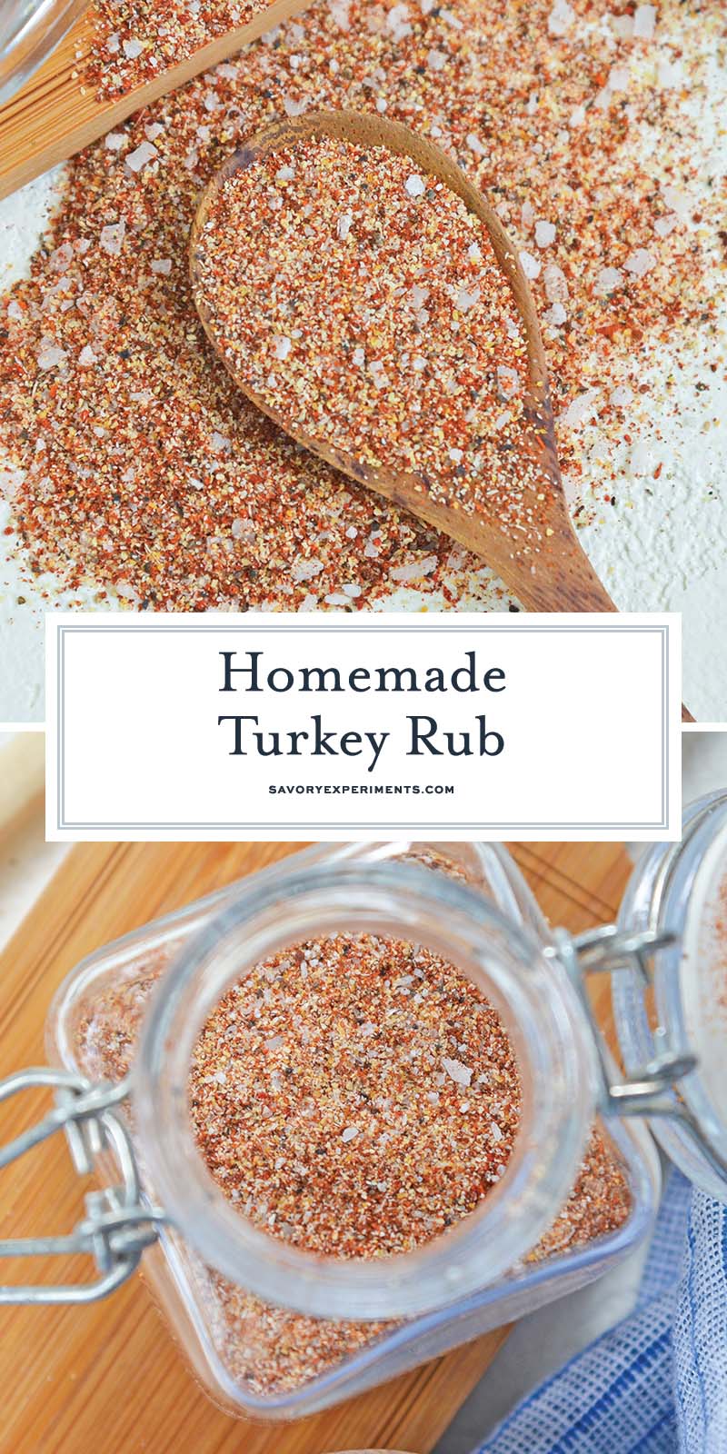 collage of turkey rub seasoning with text overlay