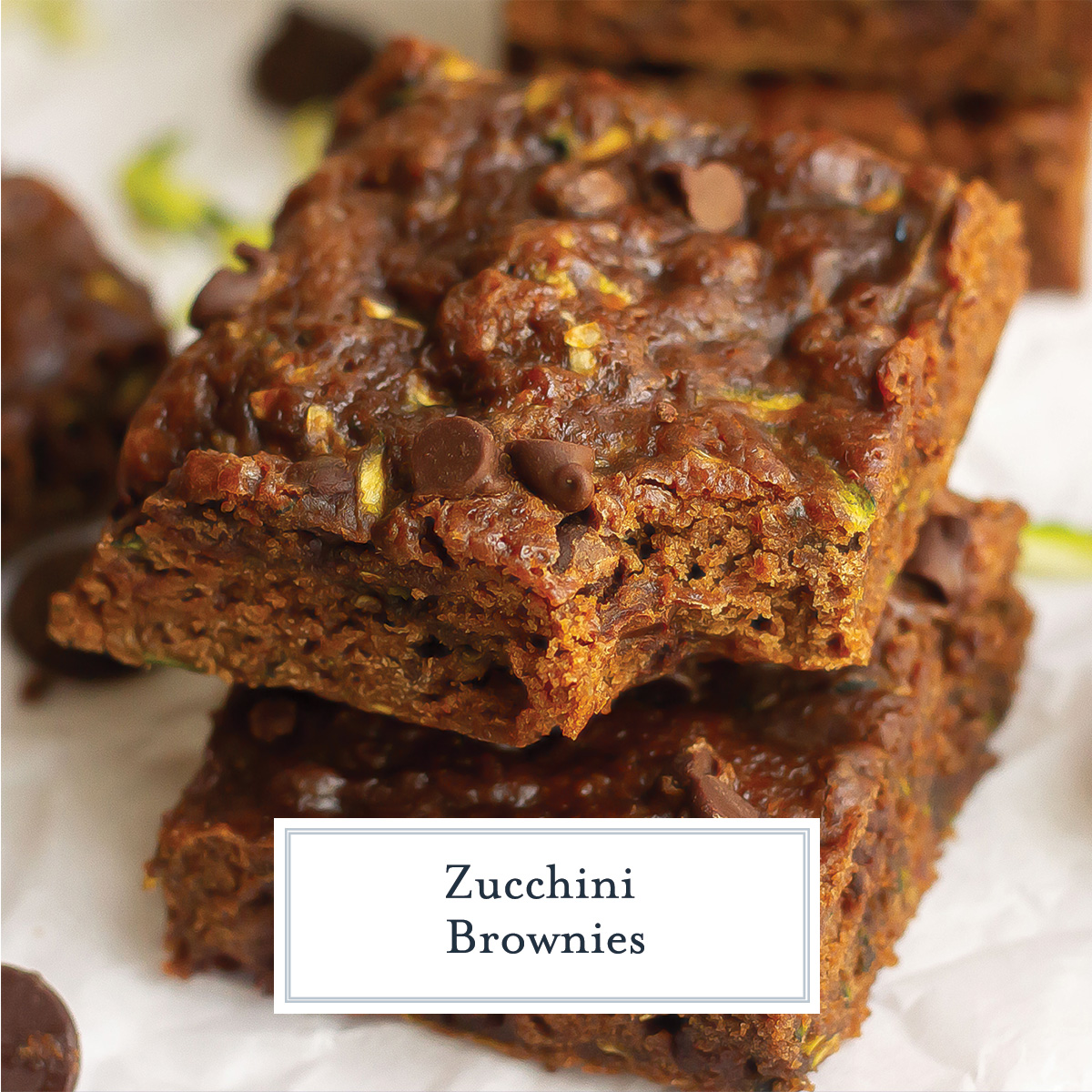 zucchini brownies with text overlay