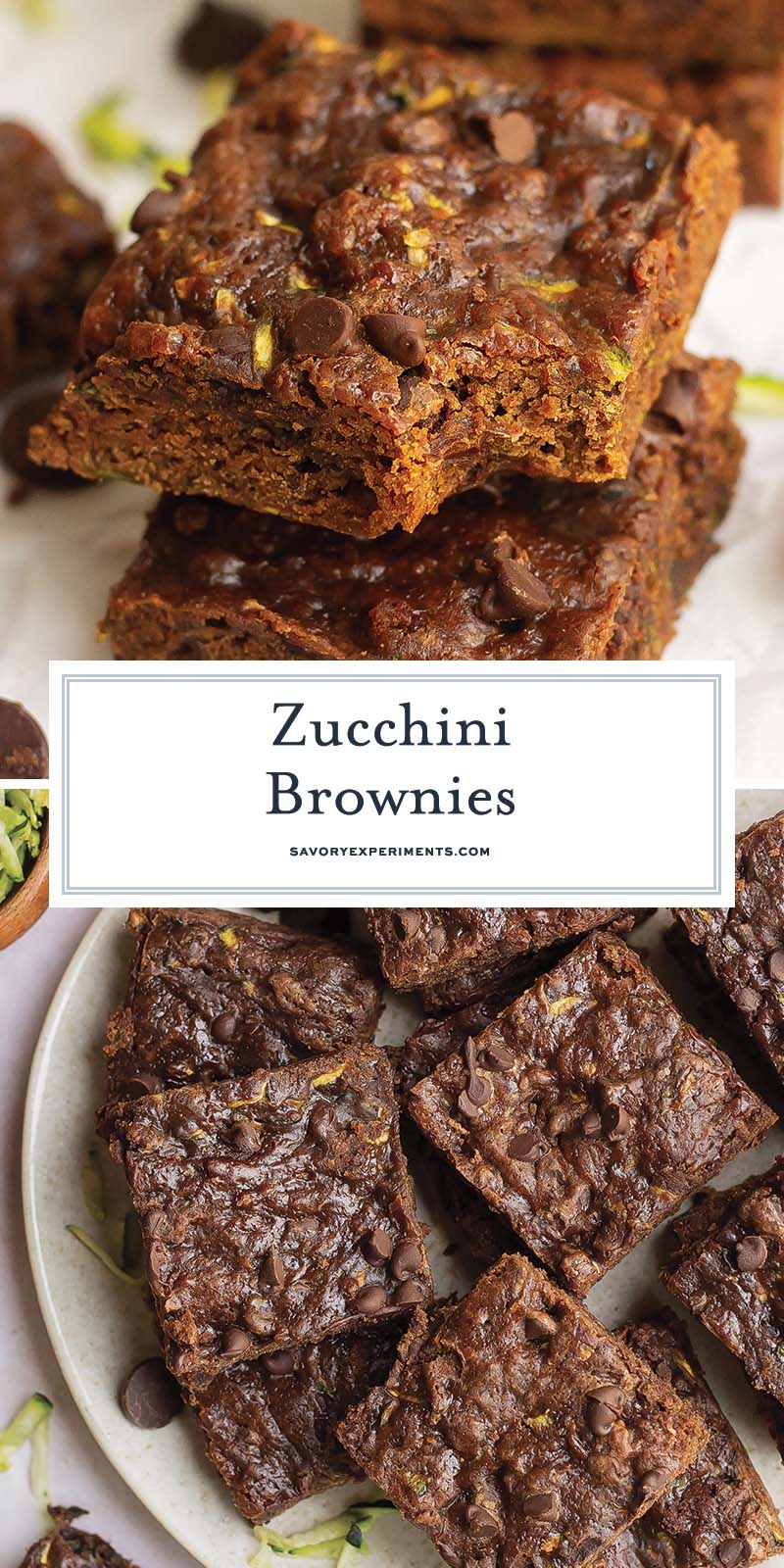 collage of chocolate zucchini brownie images for pinterest