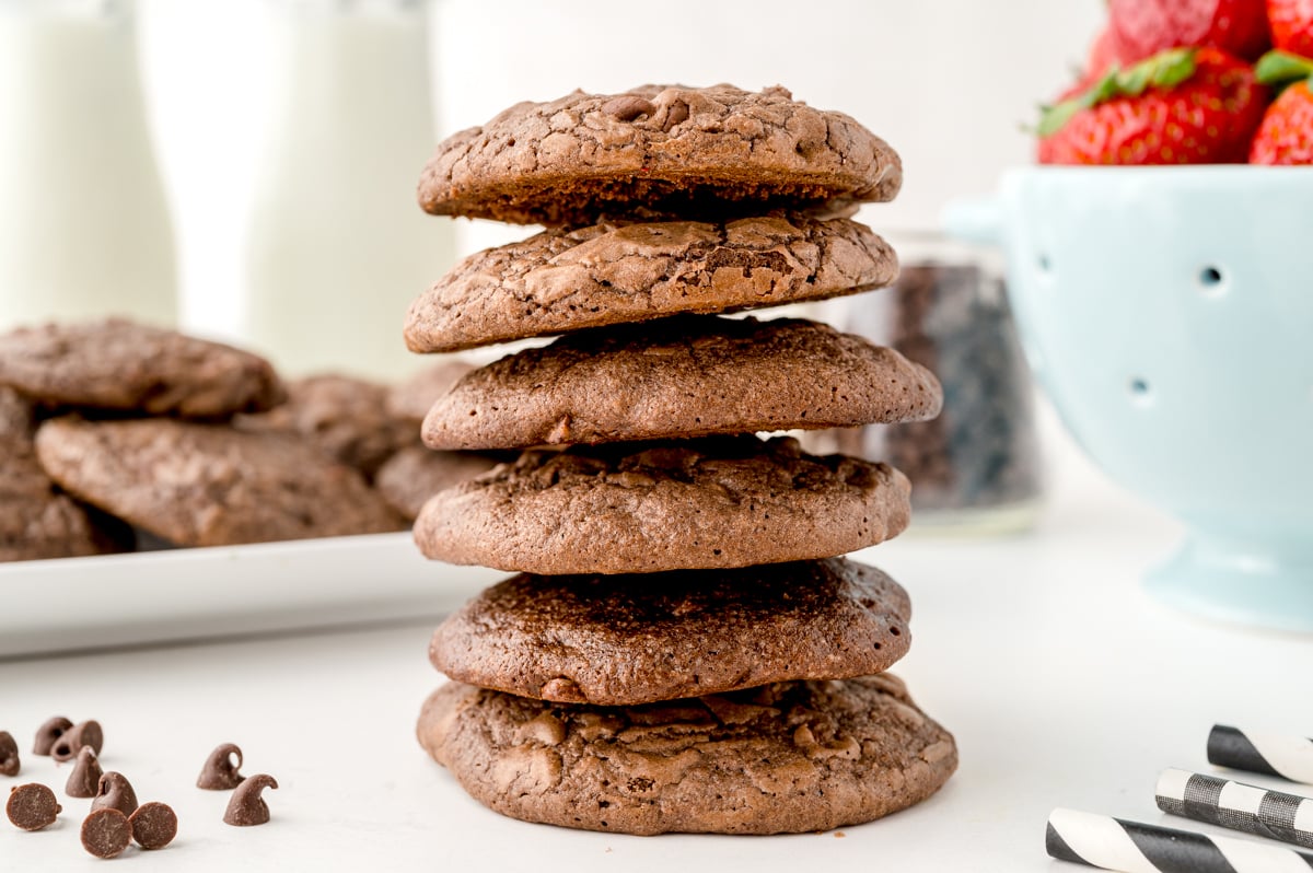 stack of 6 brownie mix cookies