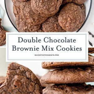 collage of brownie mix cookies with text overlay