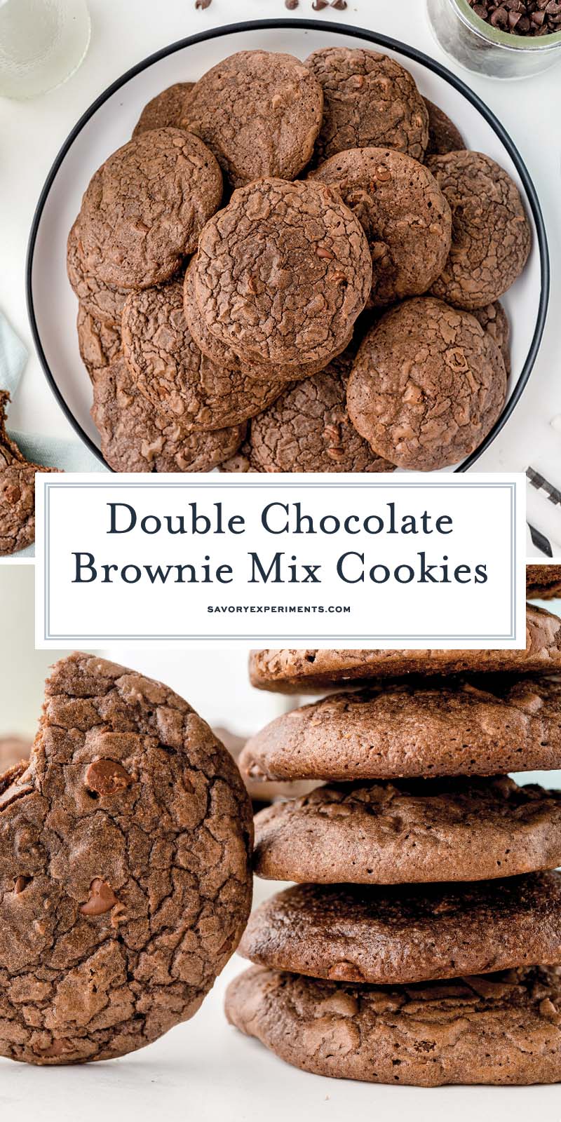 collage of brownie mix cookies with text overlay