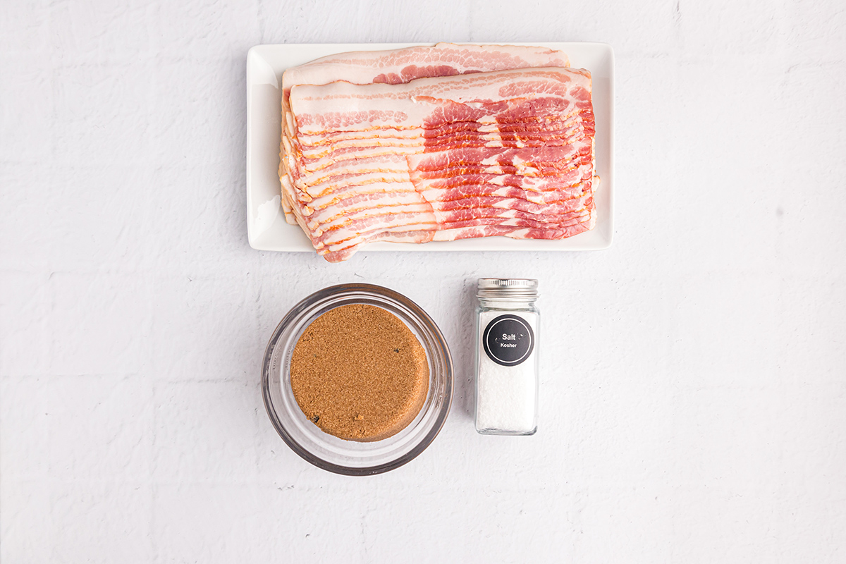 overhead shot of candied bacon ingredients