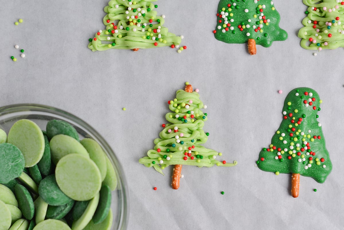 close up of a chocolate christmas tree without a star on top