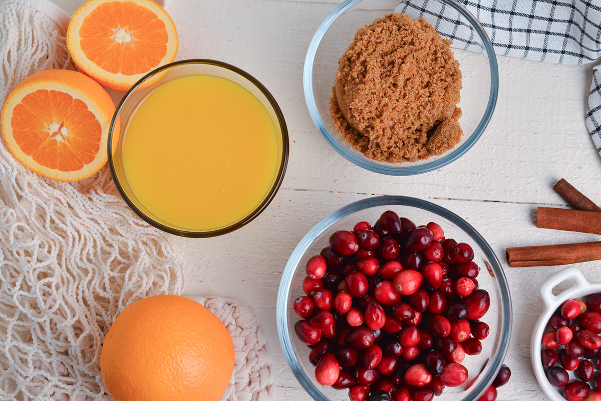 ingredients for cranberry glaze