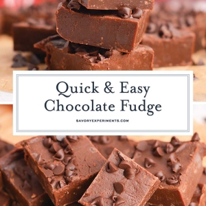 collage of easy fudge recipe image with text overlay