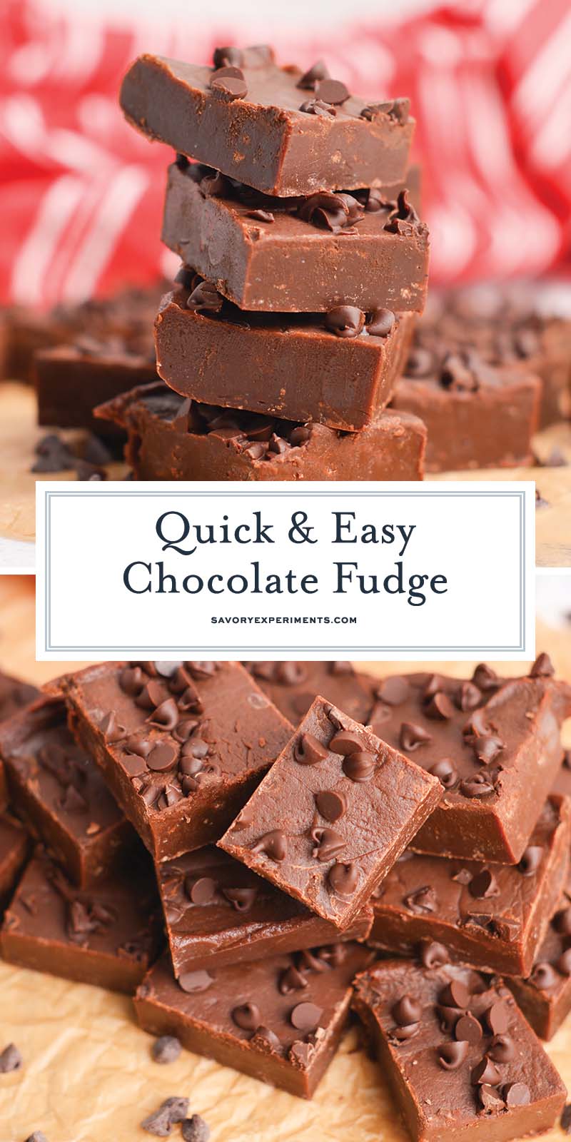 collage of easy fudge recipe image with text overlay