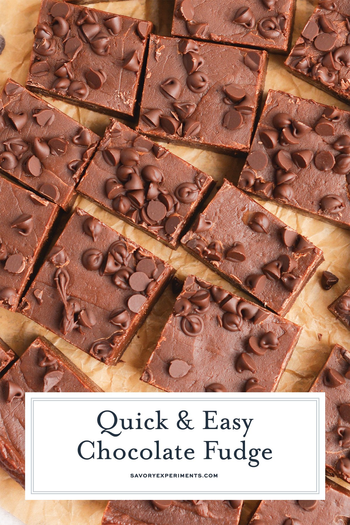 cut fudge on brown parchment paper