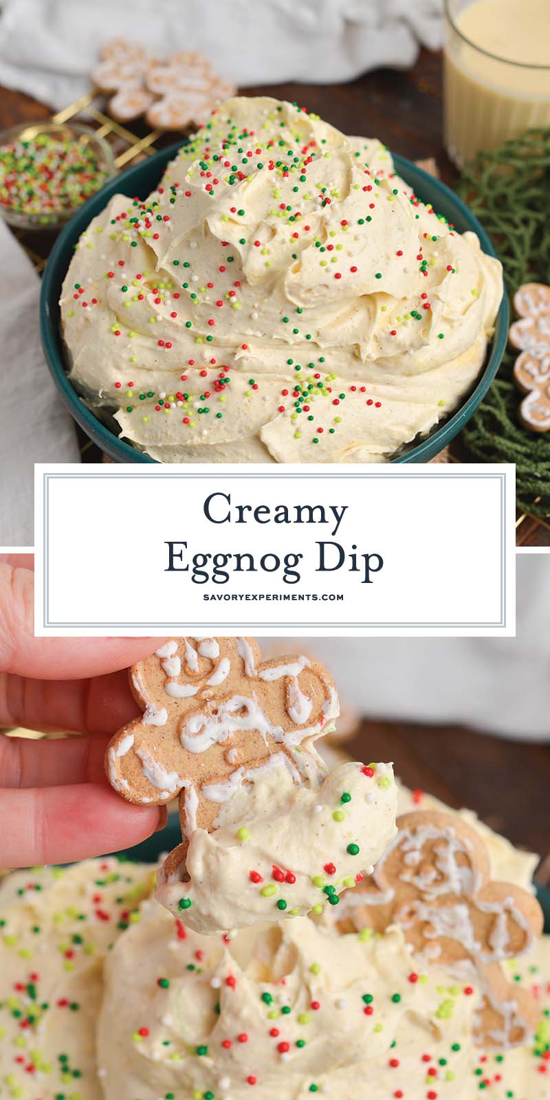 collage of eggnog dip for pinterest