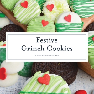 collage of grinch cookies for pinterest